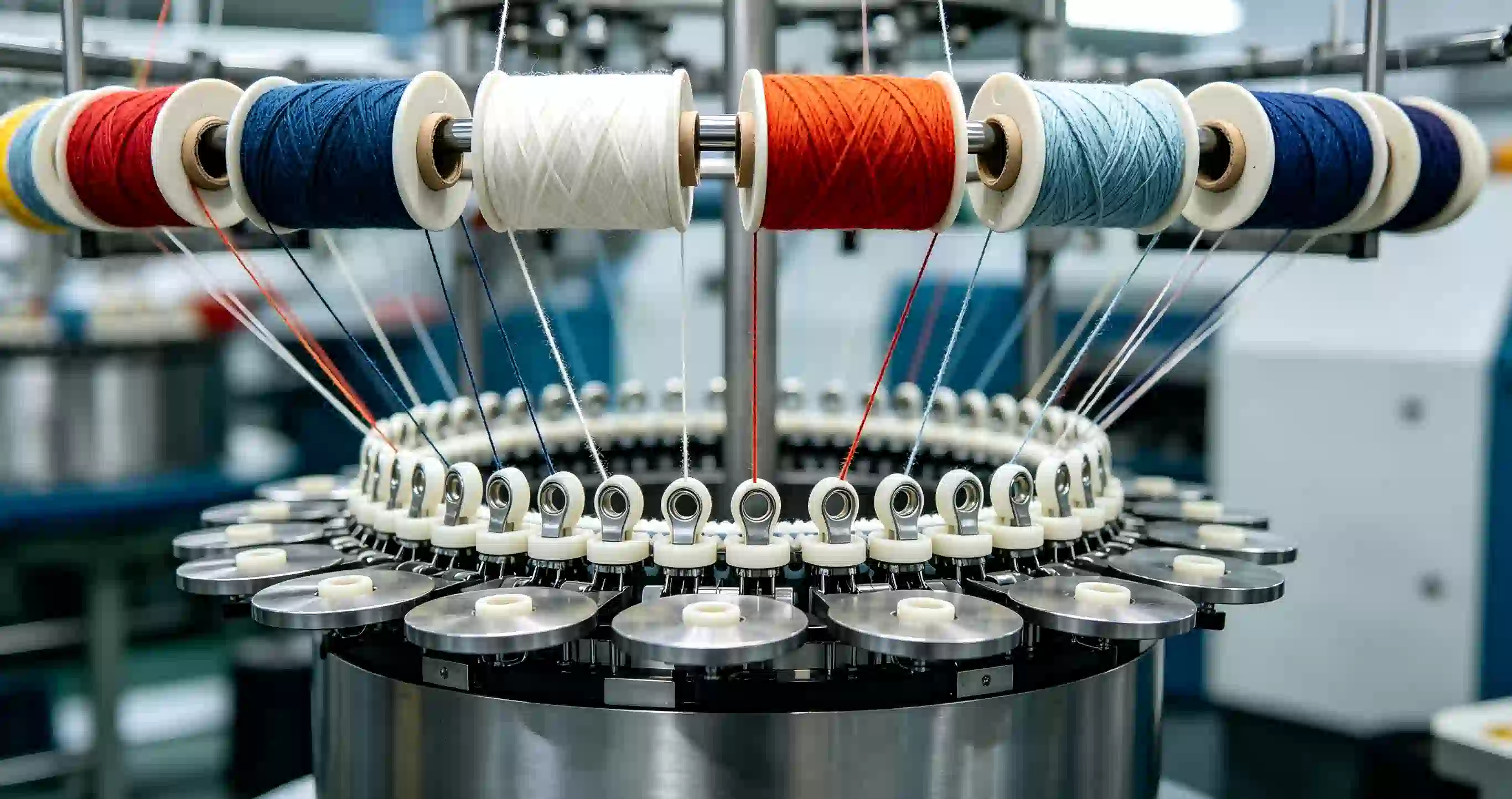 Configuraci&oacute;n de alimentaci&oacute;n de hilo para m&aacute;quina de tejer calcetines industriales