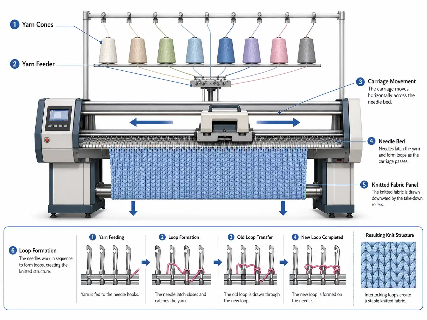 Diagrama de proceso de la m&aacute;quina de tejer plana.